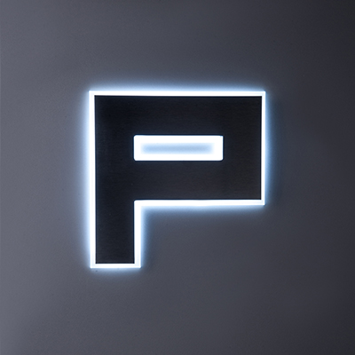 طراحی و ساخت تابلو حروف استيل نقره ای خشدار